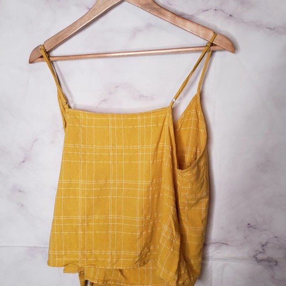 HARPER Heritage yellow plaid wrap tank top L - Picture 6 of 8